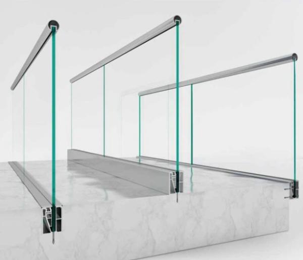 Custom 12mm Clear Tempered Glass With Aluminum U Channel For Railing Balustrade Balconies Patios