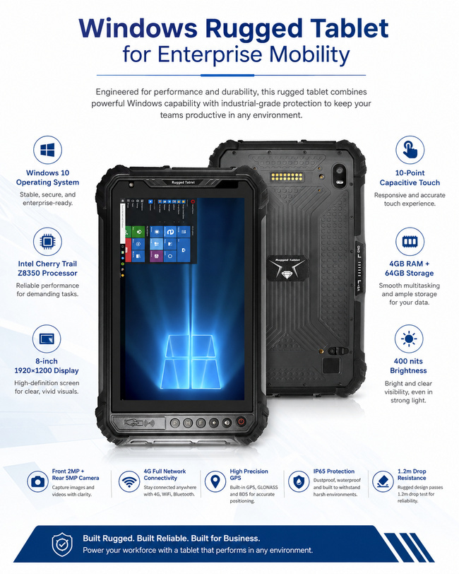 Rugged Win Tablet PC 8 Inch Supports Onsite Equipment Checks and Operations Records