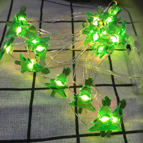 Christmas Themed Dewdrop String Light Decor 6.5FT 20LED Gift Boxes Santa Claus Christmas Trees for Window Porch Stair Bar
