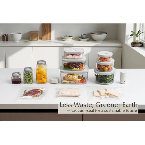 IKOO Container vitré sous vide scellable Ensemble d'étiquetteurs sous vide de nourriture Sacs sous vide de nourriture Container sous vide de nourriture