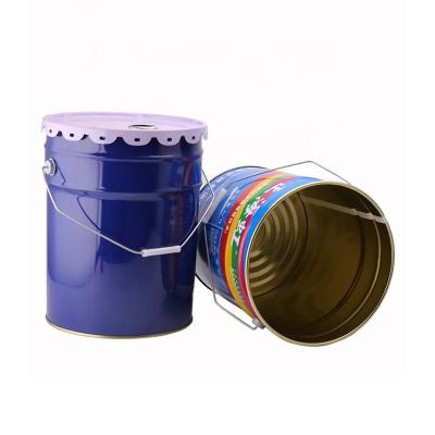 Silver Outdoor Storage Iron 5 Gallon Open Head Steel Pail With Matched Handle And Lid
