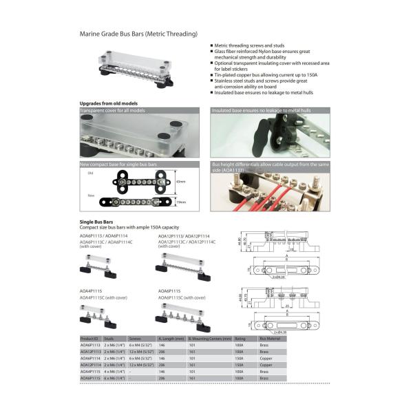 Ligne grand courant d'échange de Marine Bus Bar 16Bit de bateaux de rv de la rangée 48V 100A