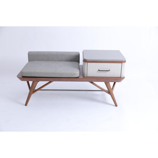 Hotel Bedroom Upholstery Luggage Bench With Drawer Solid Wood Legs