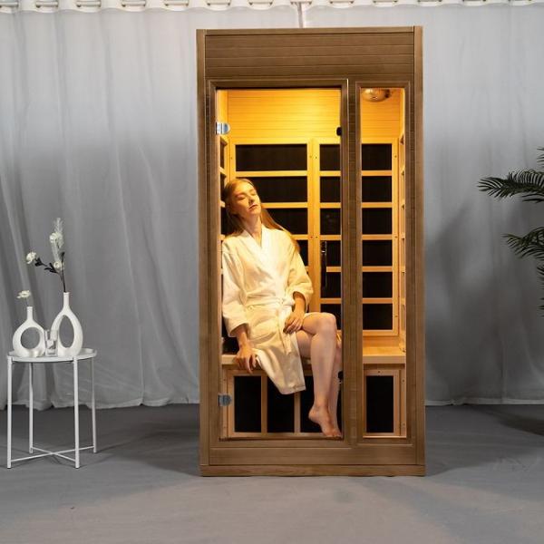 Home Hemlock Wood Carbon Fiber Heating Far Infrared Sauna Cabin 2 Person