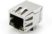 JXD0-0025NL Conector RJ45 de ângulo reto com LED 1000 Base-T para Cat5e