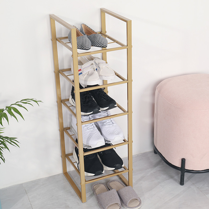 NO Folded 4 Tiers Dust Proof Shoe Rack Organizer for Home Stainless Steel Metal Design