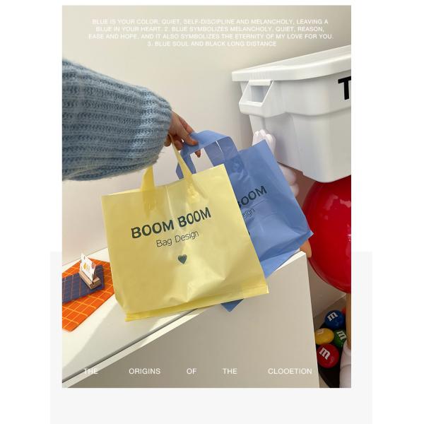 Custom Logo Accepted Soft Loop Handles Tote Shopping Plastic Bag for Clothing Packaging