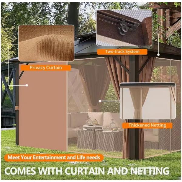 Toma Outdoor Pavilion Modern Style Galvanized Steel Deck Patio with  Design Dual Roofs