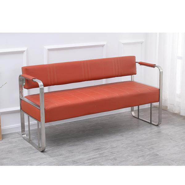 Modern Living Room Furniture Sofa Set with Single Leather Long Bench and Metal Sectional