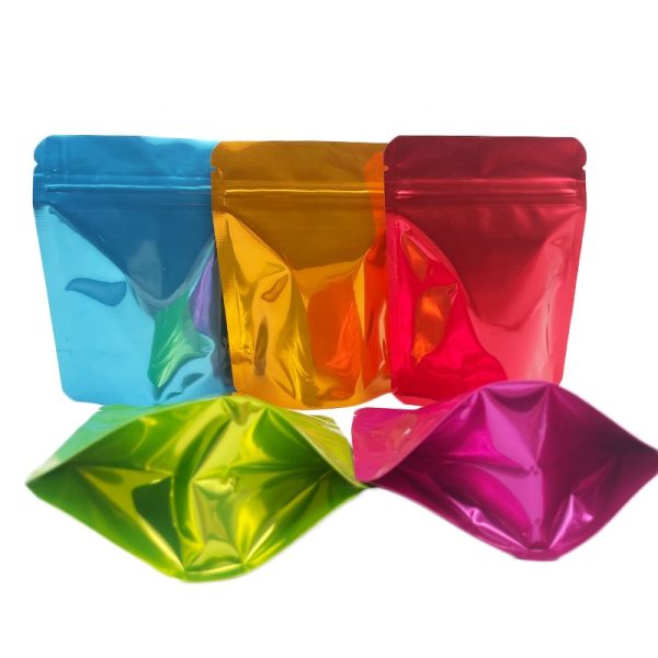Heat Seal 3.5g 7g Oz Blank Bags Zipper Stand Up Mylar Bags Matte White Holographic Surface Pouch Food Snacks Packaging