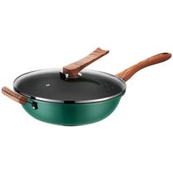 30 / 32 / 34Cm Kitchen Cookware Aluminum Non Stick Wok Pan With Lid