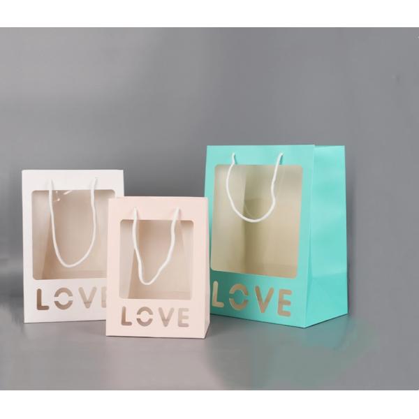 Stock Window Flower Lover Gift Tote Carrier Shopping Paper Packaging Bag