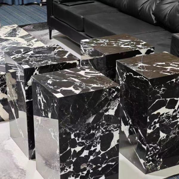 French Black Marble Coffee Table Long Lifespan For Indoors Decoration