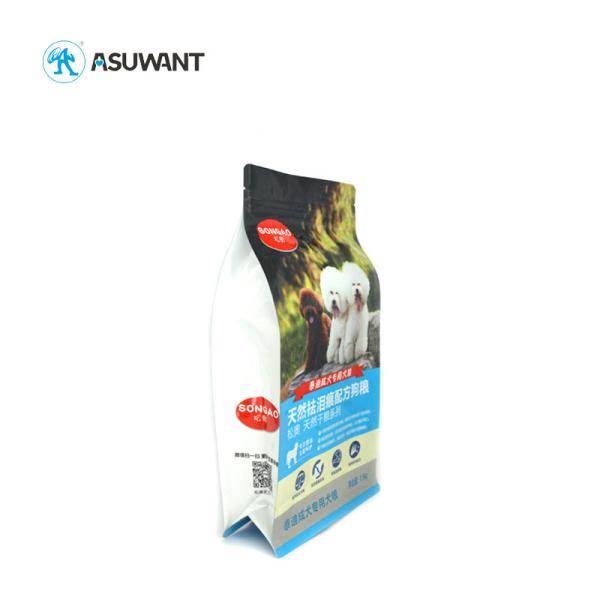 k Flat Bottom Pet Food Bag , Aluminum Foil Plastic Packaging Bag Resealable