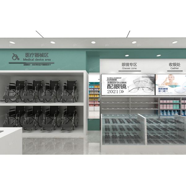 04-XDZYS007 Branded Store Showcase Pharmacy Stand Pharmacy Shelf Design for Drugstore Store Furniture