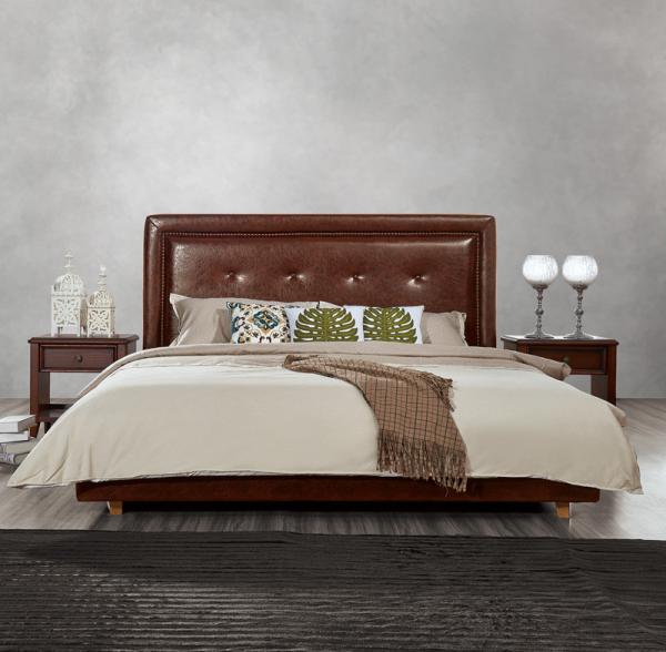 Fabric Upholster padad Headboard Queen Bed Leisure Bedroom Furniture in American design Apartment Bedroom interior fit