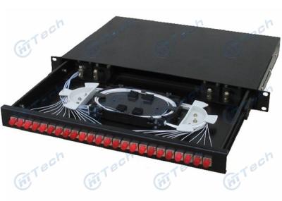 FC 1U 24 Fiber Optic Patch Panel Black Color Clamp Seal Ring Adjustable