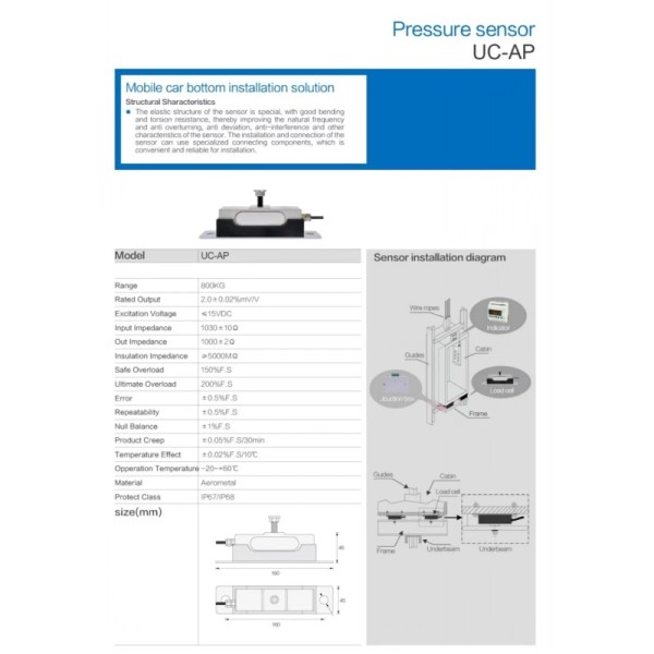 UC-AP Elevator Load Measuring Device with Overload Switch Weighing Detection and Lift Door Parts Sensor Overload Alarm