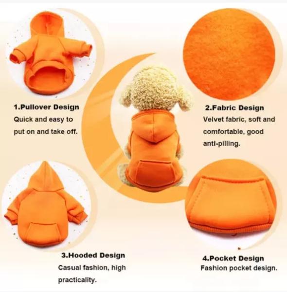 Casual Sporty Style Warm Puppy Dog Cloth Thickened Soft Solid Color Pet Hoodies