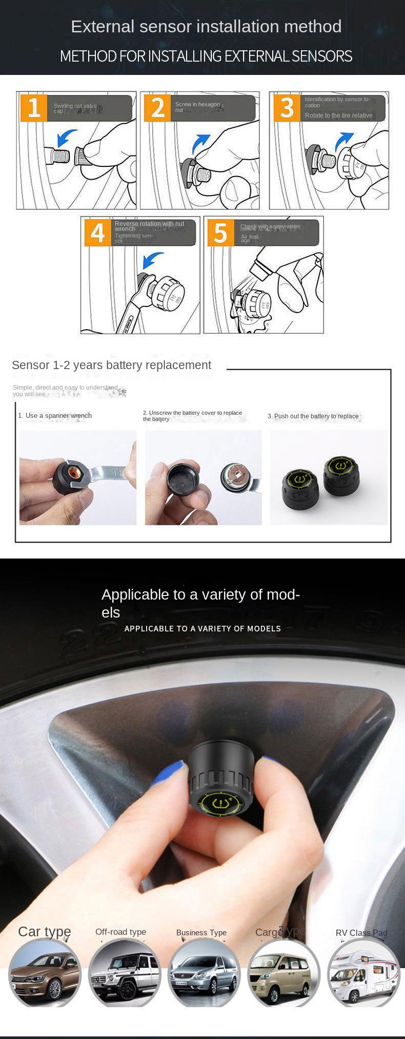 New Condition JINYUNSHENG OE 2.5 External Mobile Phone Wireless for Version Two-Wheel Motorcycle Car Smart Tire Pressure