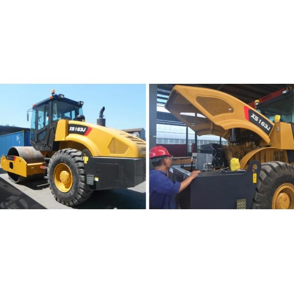 16t Earth Roller Compactor Machine / Yellow Road Maintenance Equipment