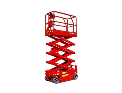 5.8m CE Certified One Man Scissor Lift 25 Height Lift Wide Platform Red Color