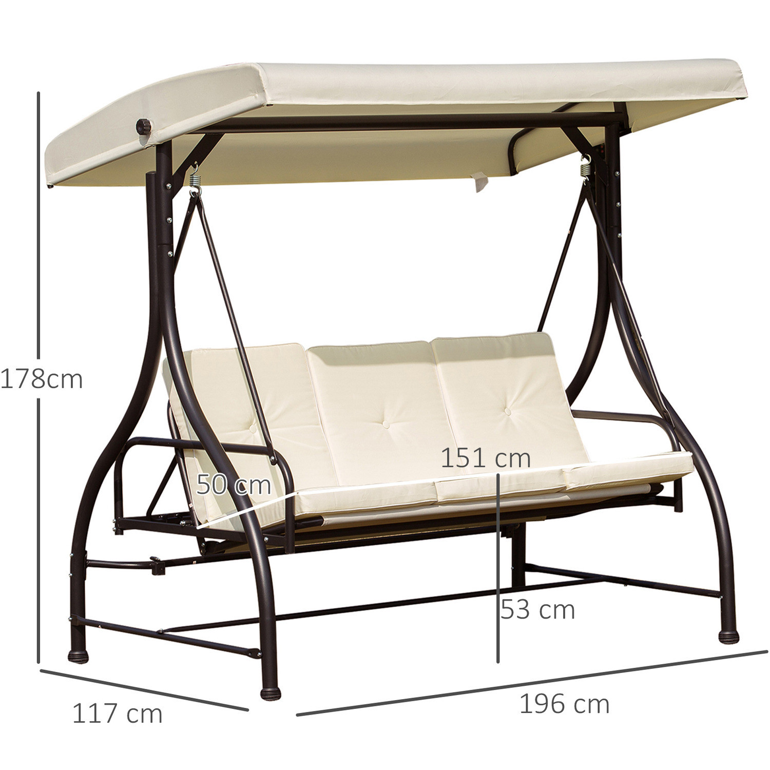 AJUNION Steel Frame Swing Hammock Chair for Patio Garden 150kg Weight Capacity Canopy