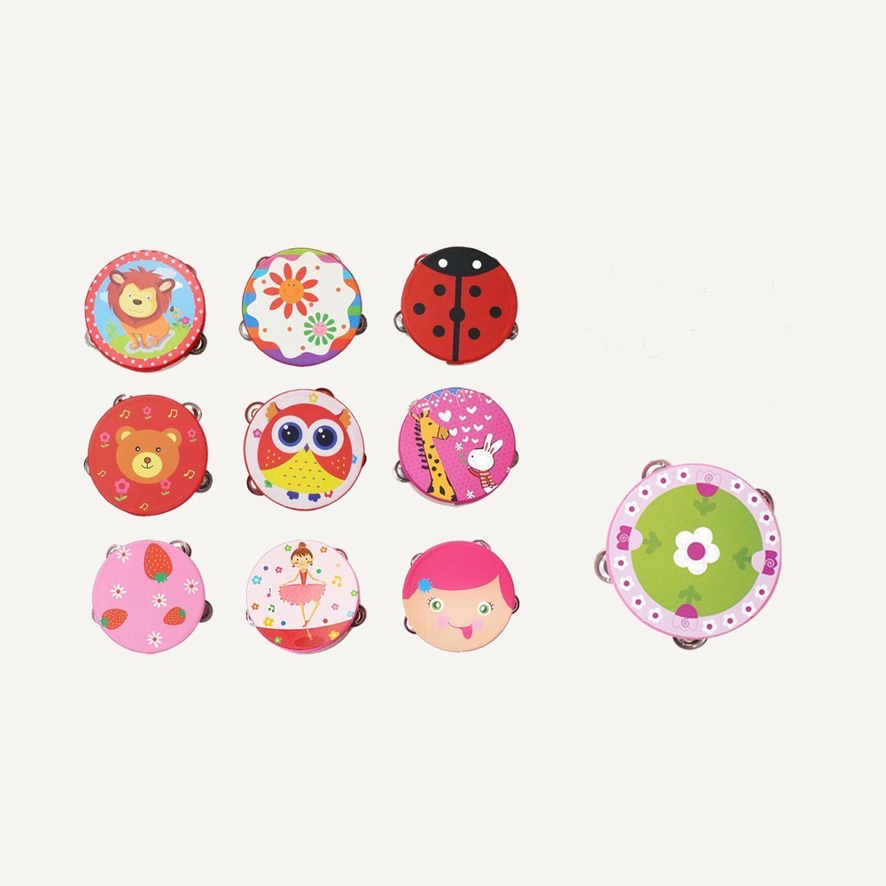 Assorted Cartoon Wooden Tambourines for Children