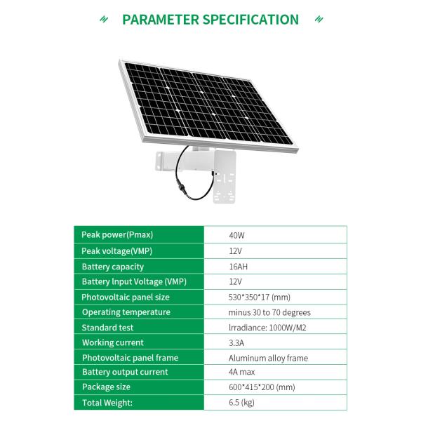HighFly EU Warehouse Half Cells Bifacial Fixed 40W 12V 16Ah Solar Panel Home Power System With Tuv/ce Certification