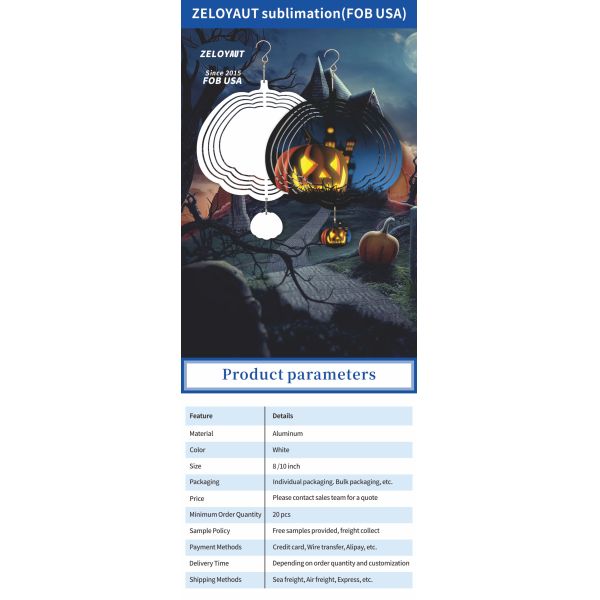 Pumpkin-Shaped Sublimation Wind Spinner Blanks Double-Sided Printed for Garden Decor