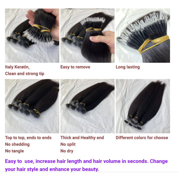 Hot Selling Chinese Hair Double Drawn Virgin Nano Tip Hair Extensions Attachment Soft Plastic Nano Ring Hair Extensions