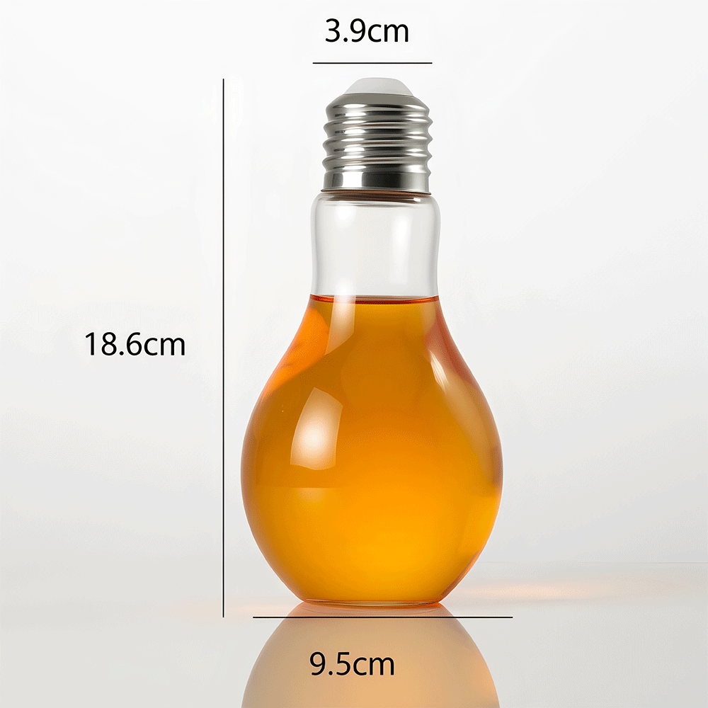 Round Shape Clear Glass Light Bulb Glass Bottle With Screw Cap For Beverage Packaging