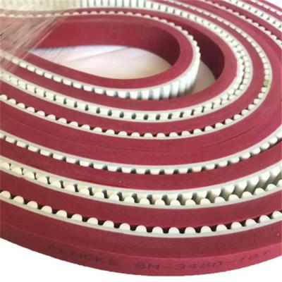 Cinturão sincronizado de pu com adesivo vermelho / cinto de poliuretano