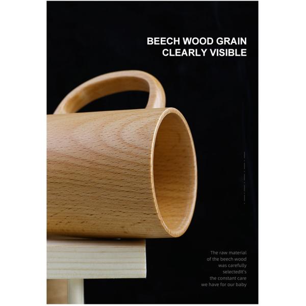 Japanese Creative Wooden Coffee Mug Household Solid Wood Handle Handy Cup