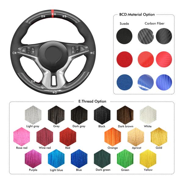 Modern Style DIY Hand Stitched Carbon Fiber Suede Stripe Steering Wheel Cover for Opel Adam 2012-2020