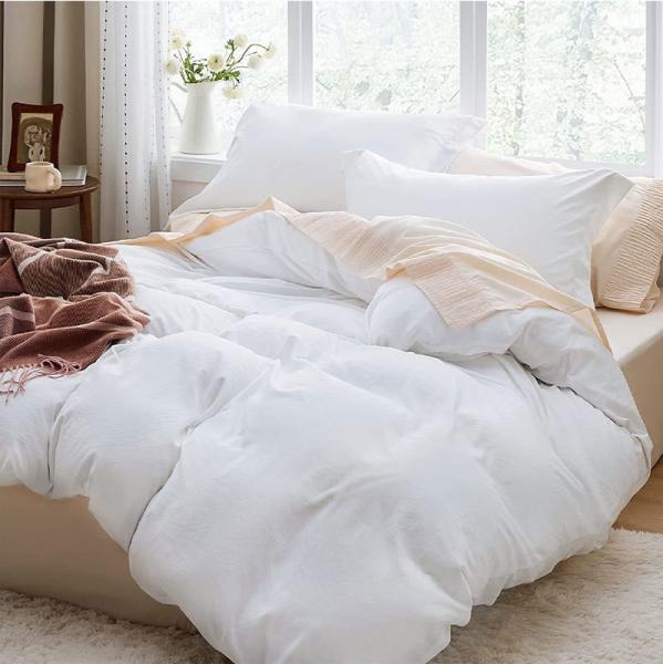 Conjunto de ropa de cama lavable de poliéster con patrón sólido y cierre con cremallera