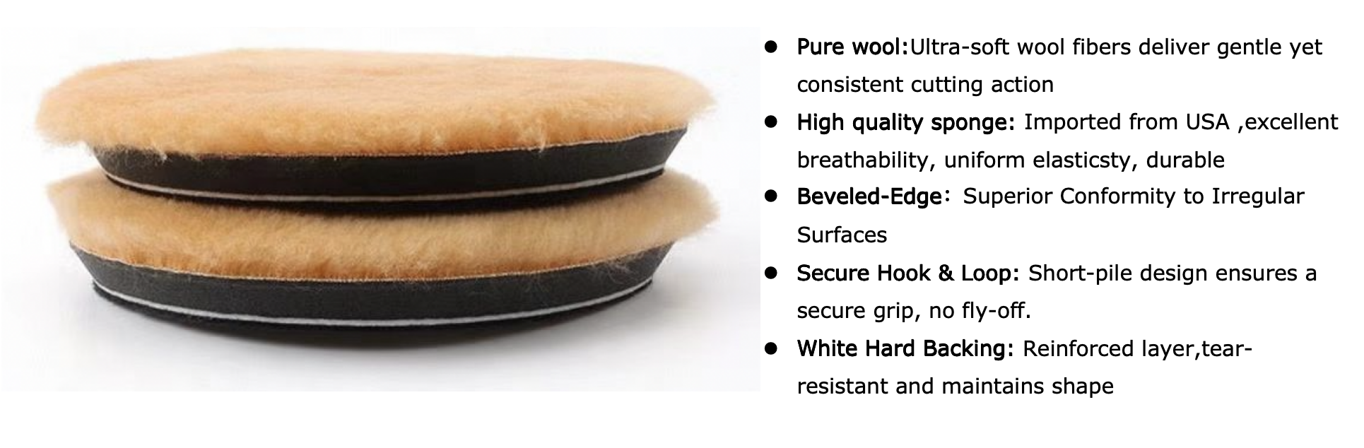 Light Cut Wool Polishing Pad With Beveled Edge 130mm Buffing Pads