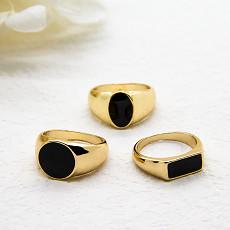 O ouro de pedra preto da prata do diamante 925 chapeou Ring Round Hoop 17mm para meninas