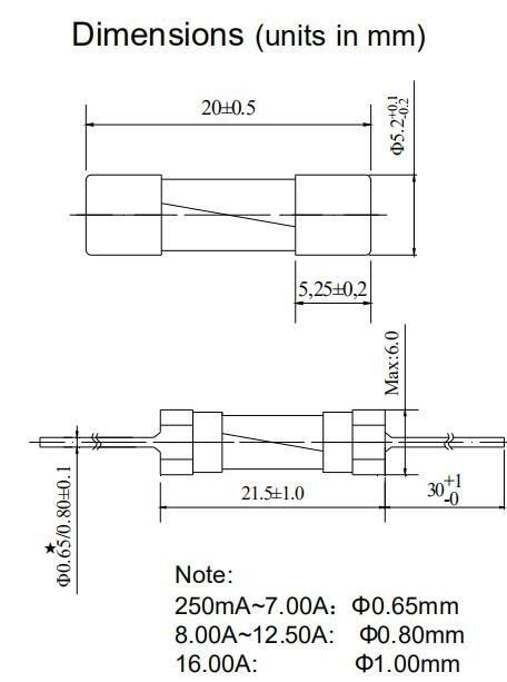 GMA стеклянная лампа 5 x 20mm быстрая действующая сплавляет 250V 5 mm x руководства стеклянного взрывателя 20 mm осевые