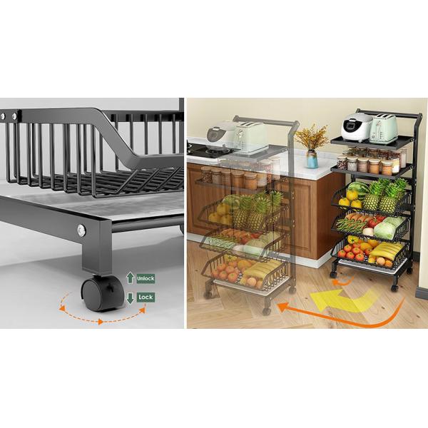 Multi Layer Freestanding Kitchen Rack 150lbs Floor Standing Vegetable Shelves