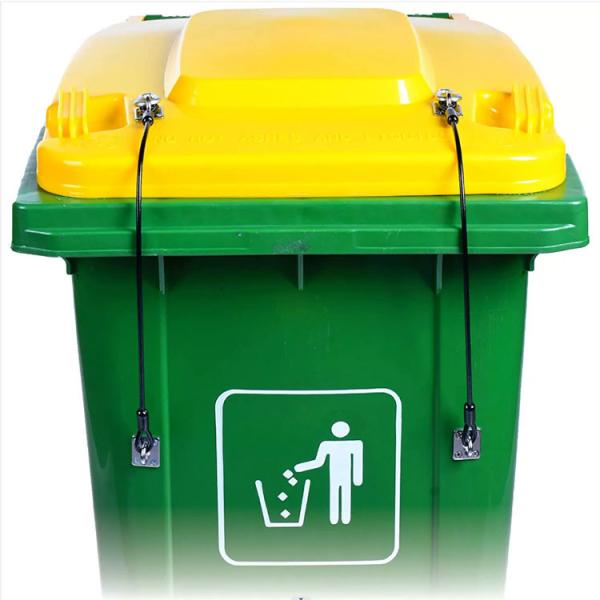 Винил покрыл замок крышки металла замка крышки мусорного бака веревочки провода нержавеющей стали всеобщий для на открытом воздухе мусорных ящиков