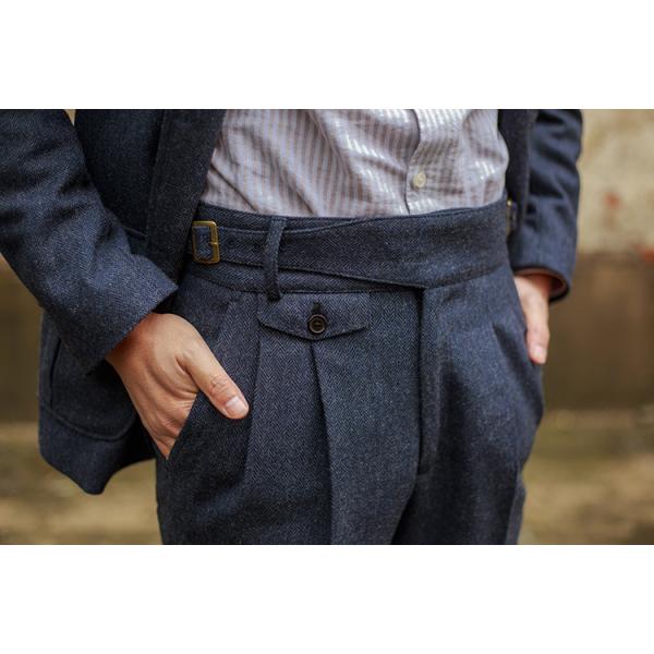 Британский гернгбоун Винтажный шерстяной простые брюки прямые ремешки Классические мужские костюмы брюки