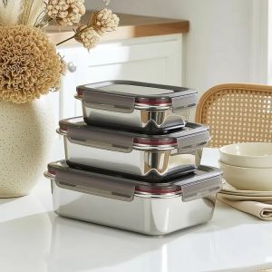 IKOO Récipient de conservation alimentaire en acier inoxydable, sans BPA,