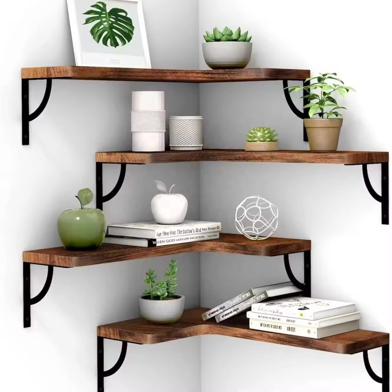 Wholesale Popular Home Decor Solid Wood Floating Shelf Wall Mounted Wooden Display Rack for Storage Display