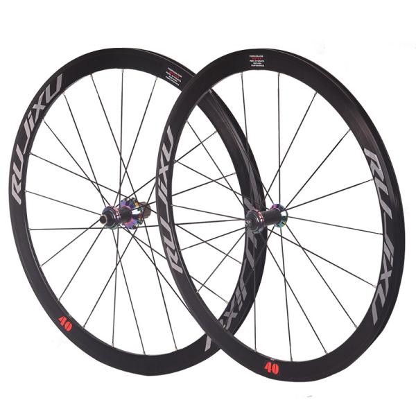 Lightweight RUJIXU 700C Wheelset Bicycle Road V Brake Clincher 18/21 Spoke Aluminum Alloy Bike Wheels for Road Commuting