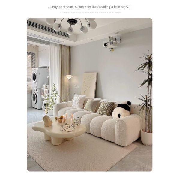 Custom Modern Villa Living Room Sofa Bed Sponge Corner Sofa Modular Sectional Lamb Fleece Cloud Couch Home Apartment