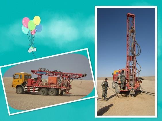 Truck drilling rig in desert oil exploration