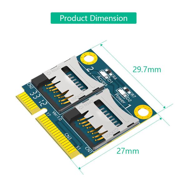 Двойная карта TF Micro SD для мини PCI-E Express с адаптером для чтения карт памяти Half Bracket