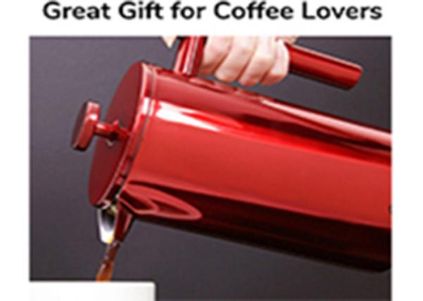 1000ml 34oz Red Color Paint Double Wall Stainless Steel French Press With Extra Filters