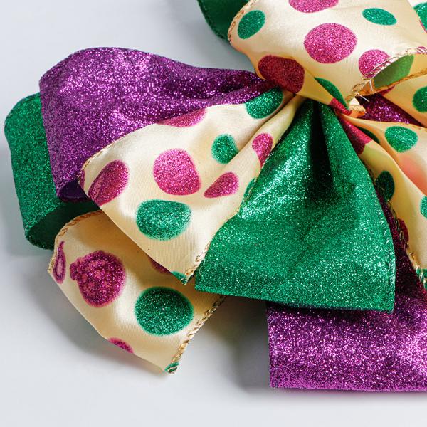 Muestra de 2024 Doble capa de cinta grande de barro Decoraciones navideñas Arcos con borde de alambre